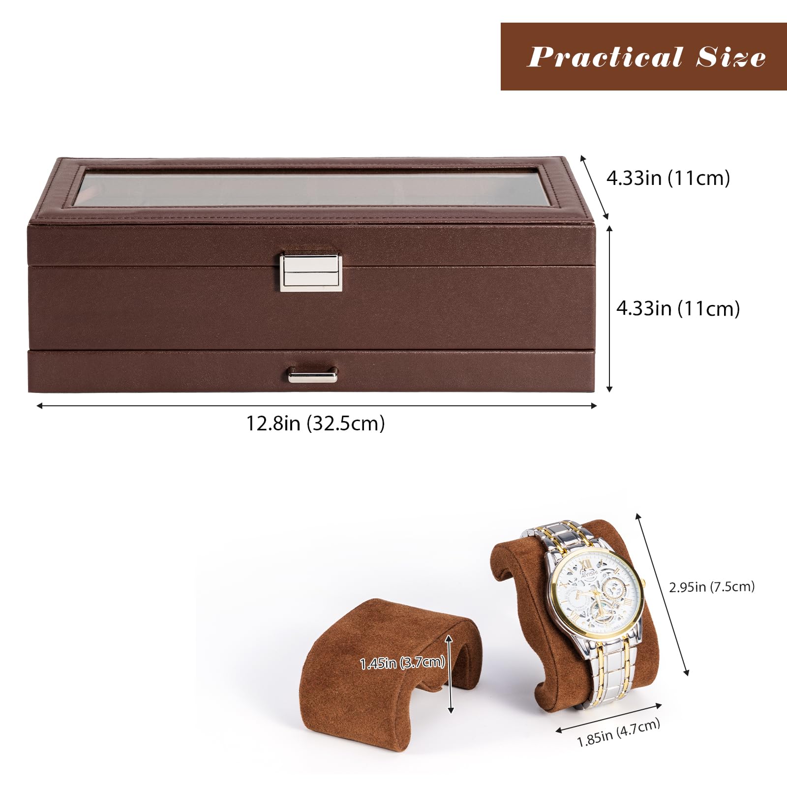 Foto 7 pulgar | Estuche Procase Marrón para Relojes-Venta Internacional