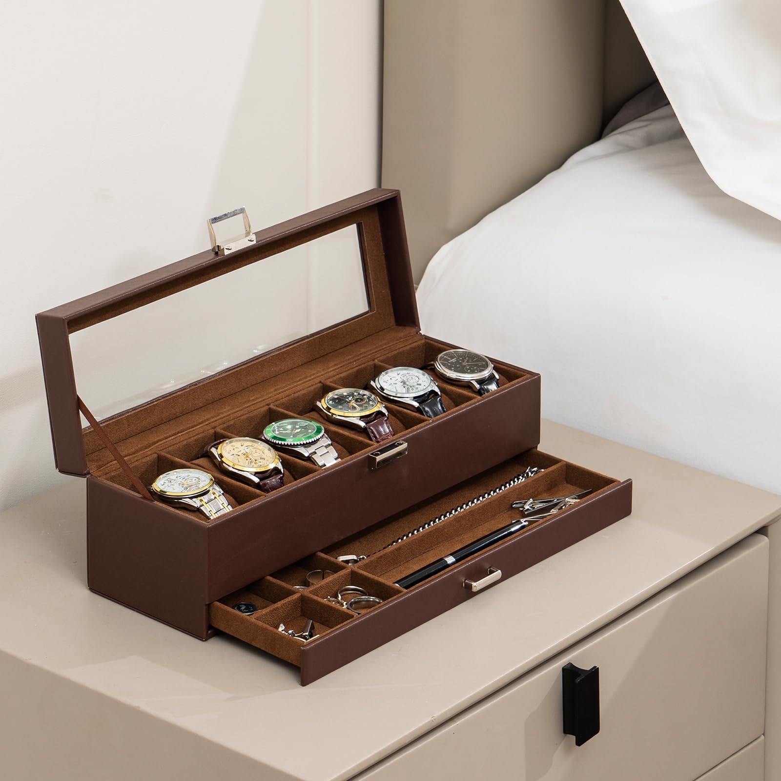 Foto 7 | Estuche Procase Marrón para Relojes-Venta Internacional