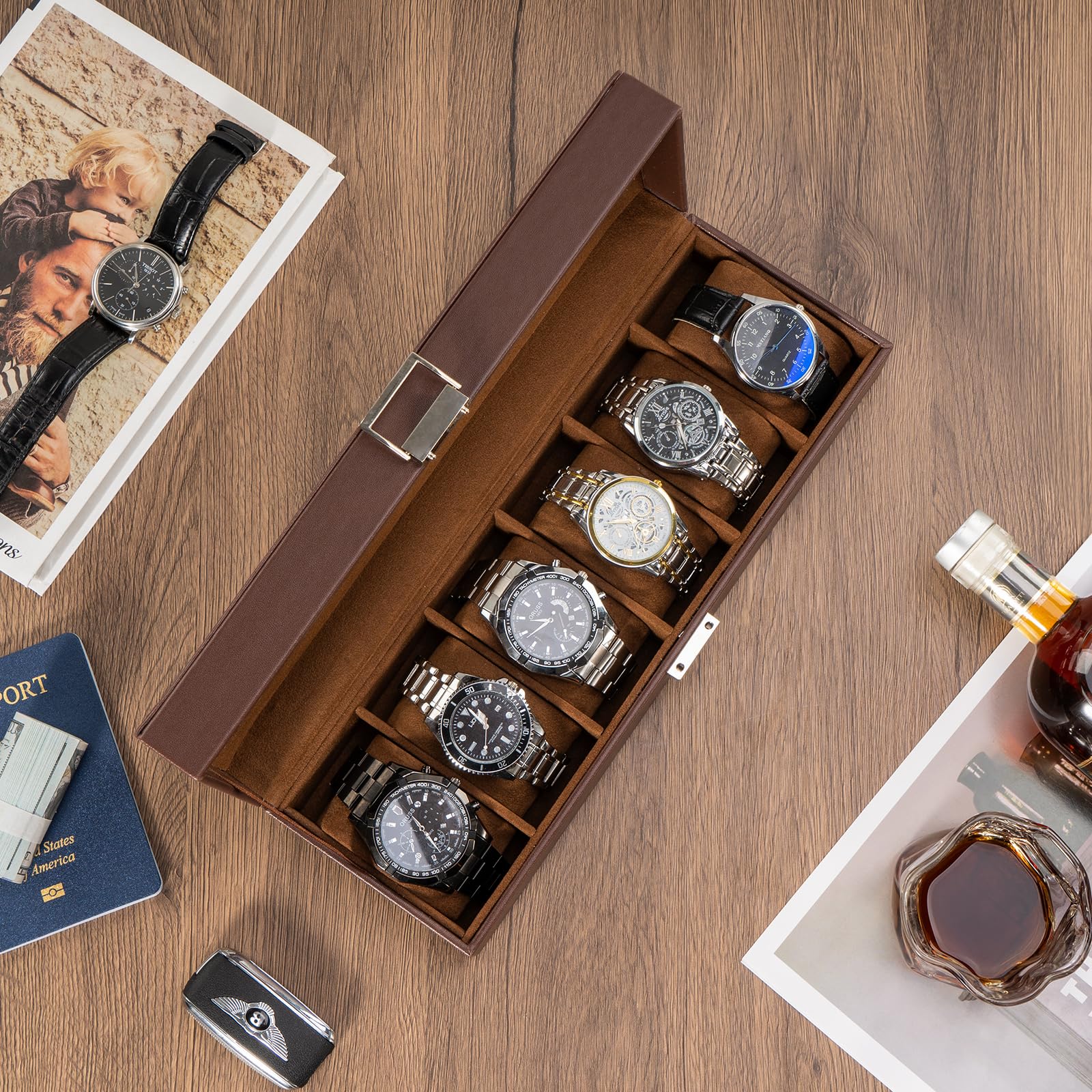 Foto 3 pulgar | Estuche Procase Marrón para Relojes-Venta Internacional