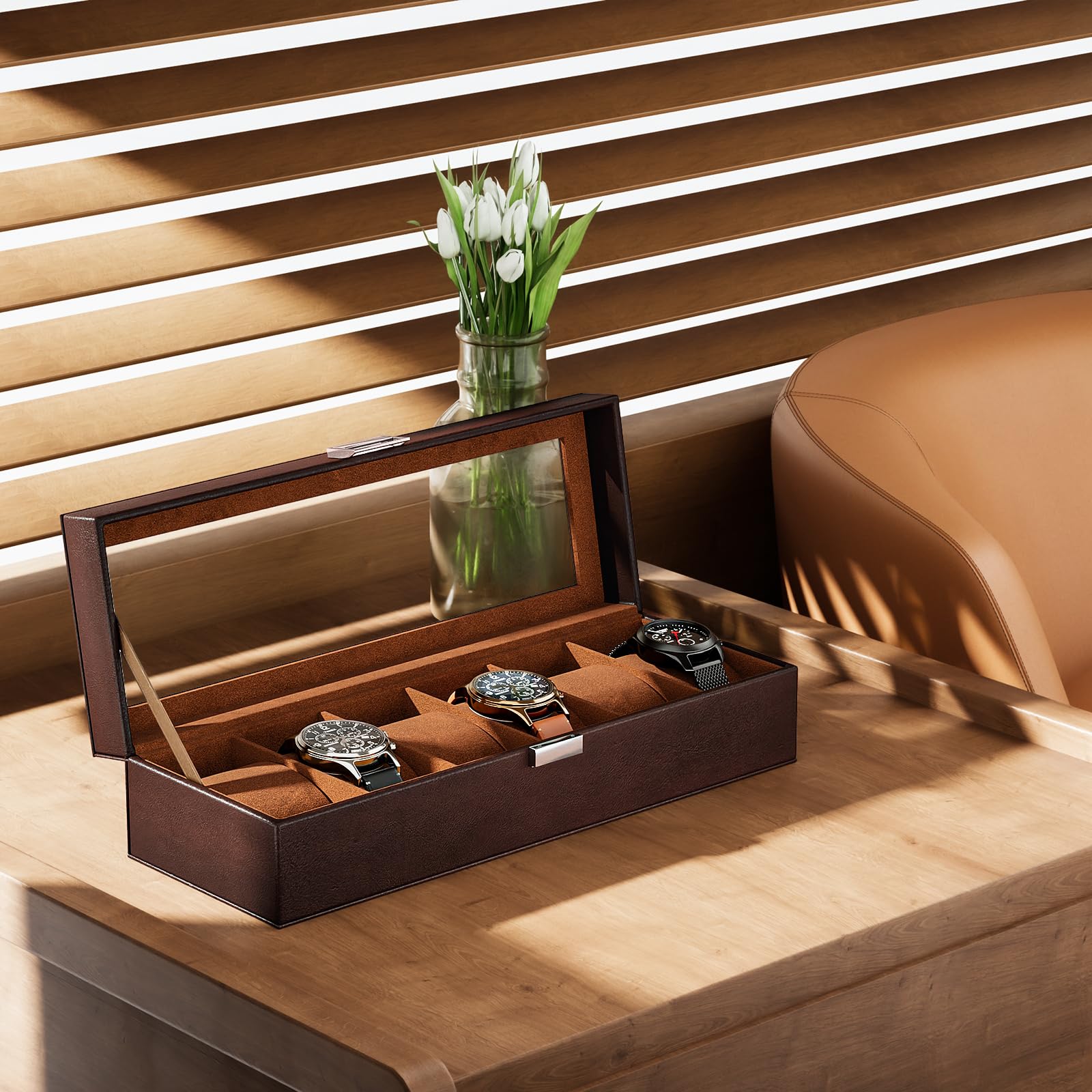 Foto 7 | Estuche Procase Marrón para Relojes-Venta Internacional