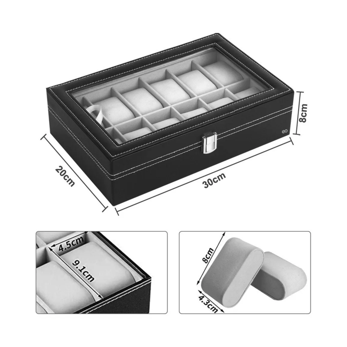 Foto 3 pulgar | Estuche Organizador De Caja Para Relojes Eo Safe Imports Esi-19058 Negro