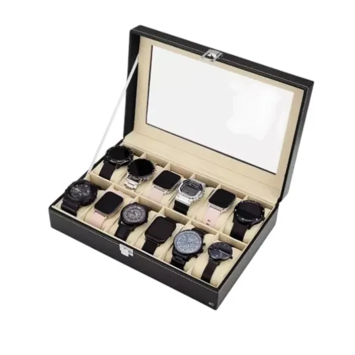Foto 4 pulgar | Estuche Organizador Caja De Relojes Y Joyas Con 12 Espacios Eo Safe Imports Esi-19060 Negro