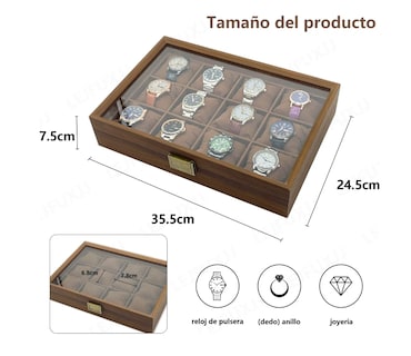 Foto 2 | Caja Para Relojes Y Alhajero Con 12 Compartimentos En Nogal