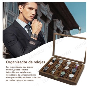 Foto 4 | Caja Para Relojes Y Alhajero Con 12 Compartimentos En Nogal