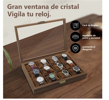 Foto 5 | Caja Para Relojes Y Alhajero Con 12 Compartimentos En Nogal
