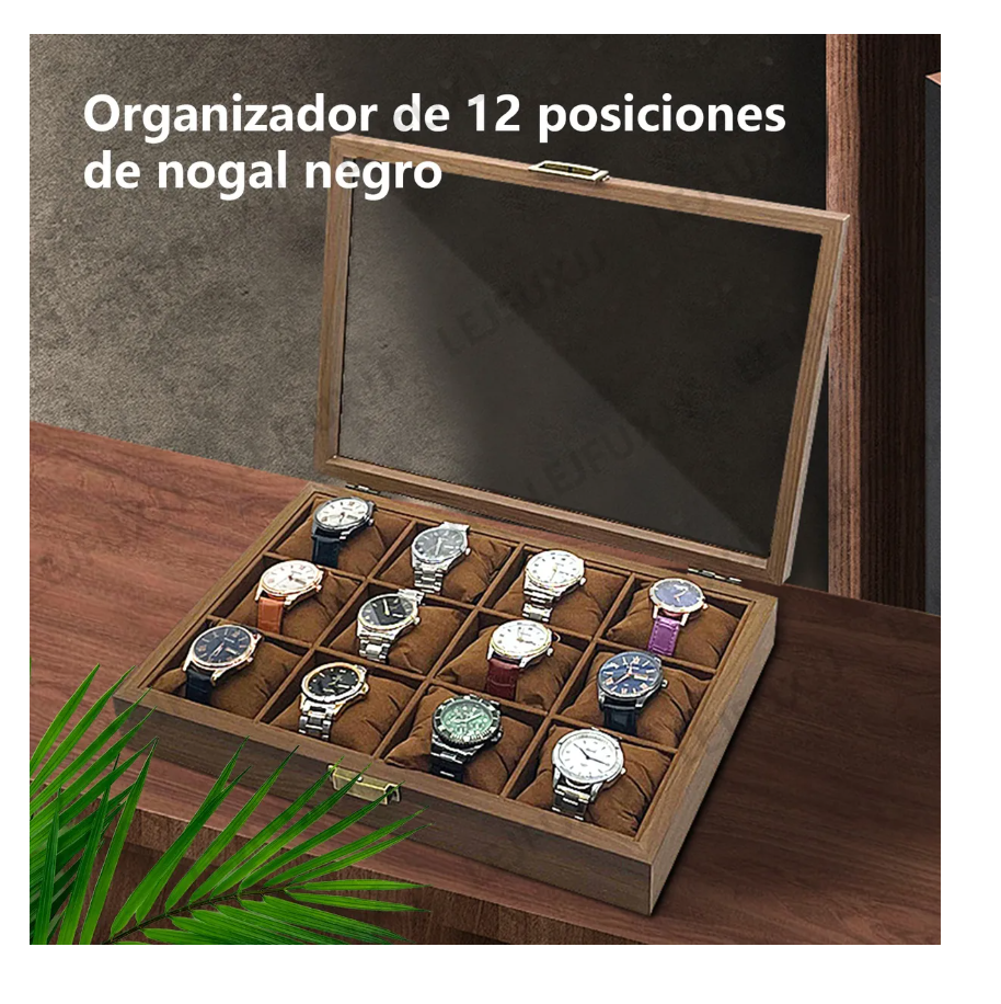 Foto 6 | Caja Para Relojes Y Alhajero Con 12 Compartimentos En Nogal