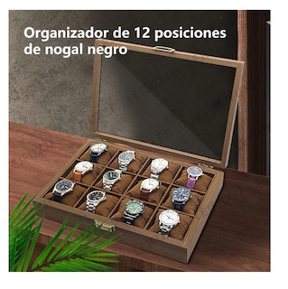 Foto 6 | Caja Para Relojes Y Alhajero Con 12 Compartimentos En Nogal