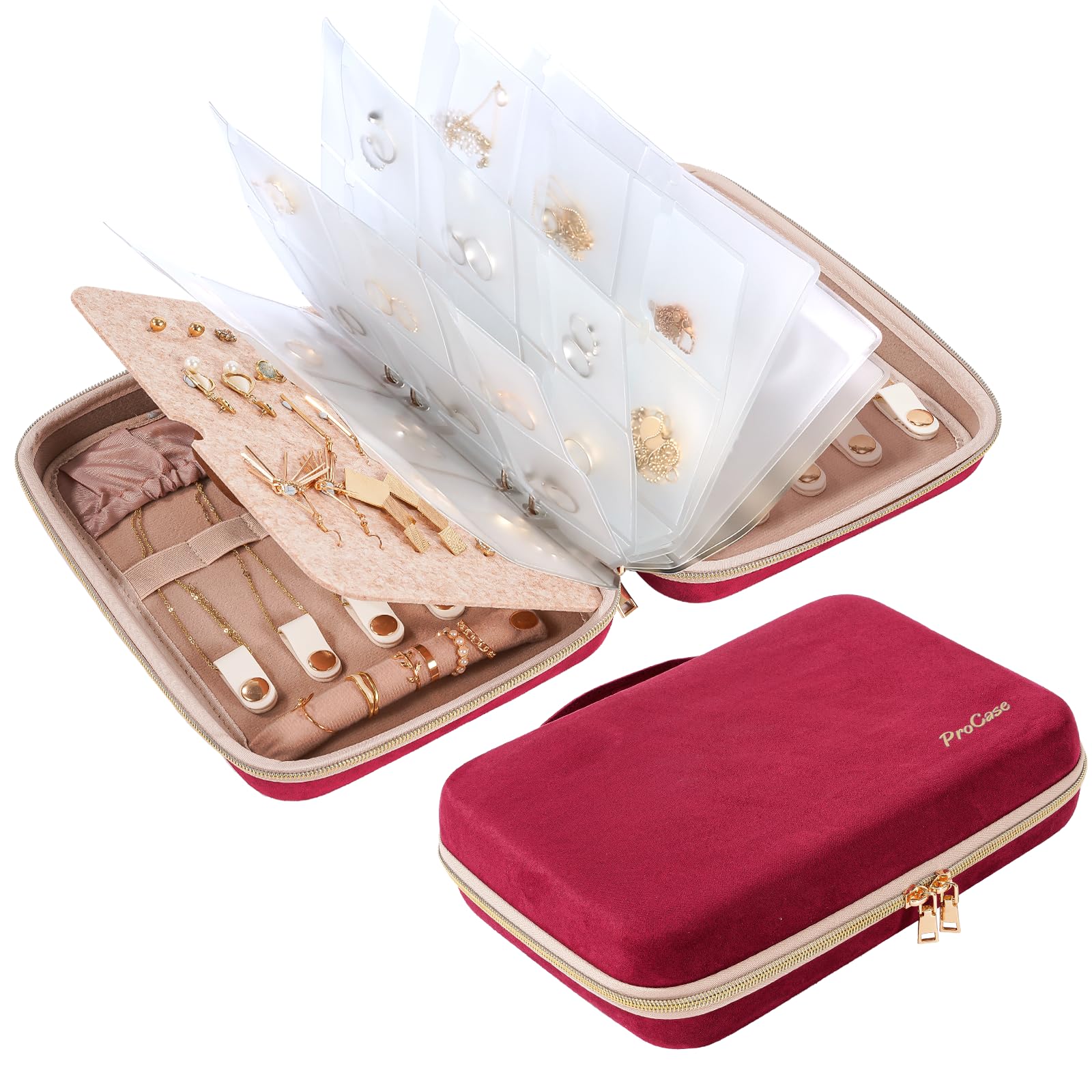 Foto 1 | Funda Organizadora De Joyas Procase, Grande, De Viaje Para Mujer, Vino - Venta Internacional.
