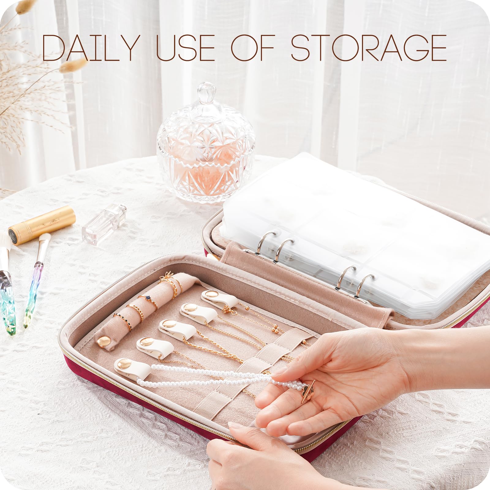 Foto 4 pulgar | Funda Organizadora De Joyas Procase, Grande, De Viaje Para Mujer, Vino - Venta Internacional.