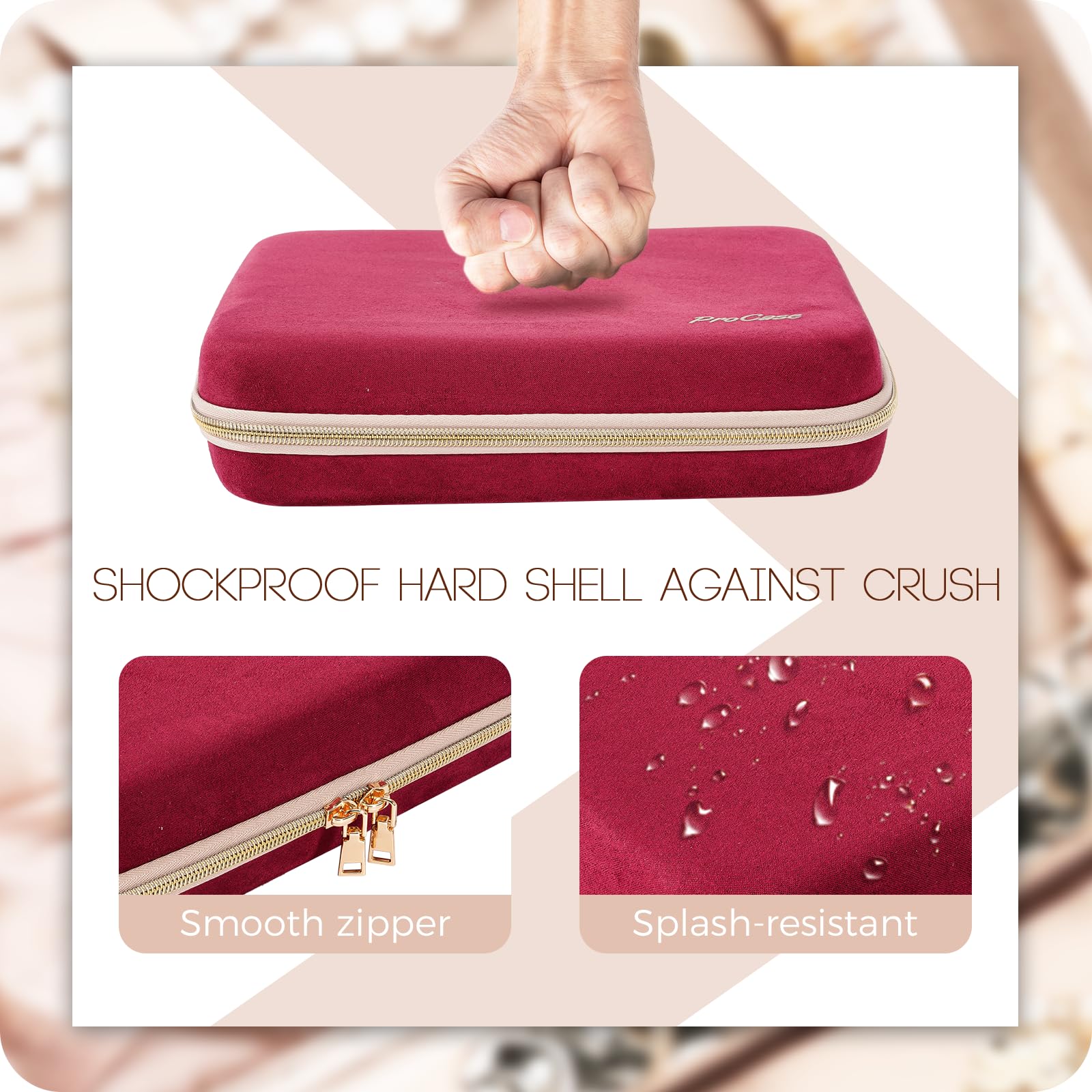 Foto 7 pulgar | Funda Organizadora De Joyas Procase, Grande, De Viaje Para Mujer, Vino - Venta Internacional.