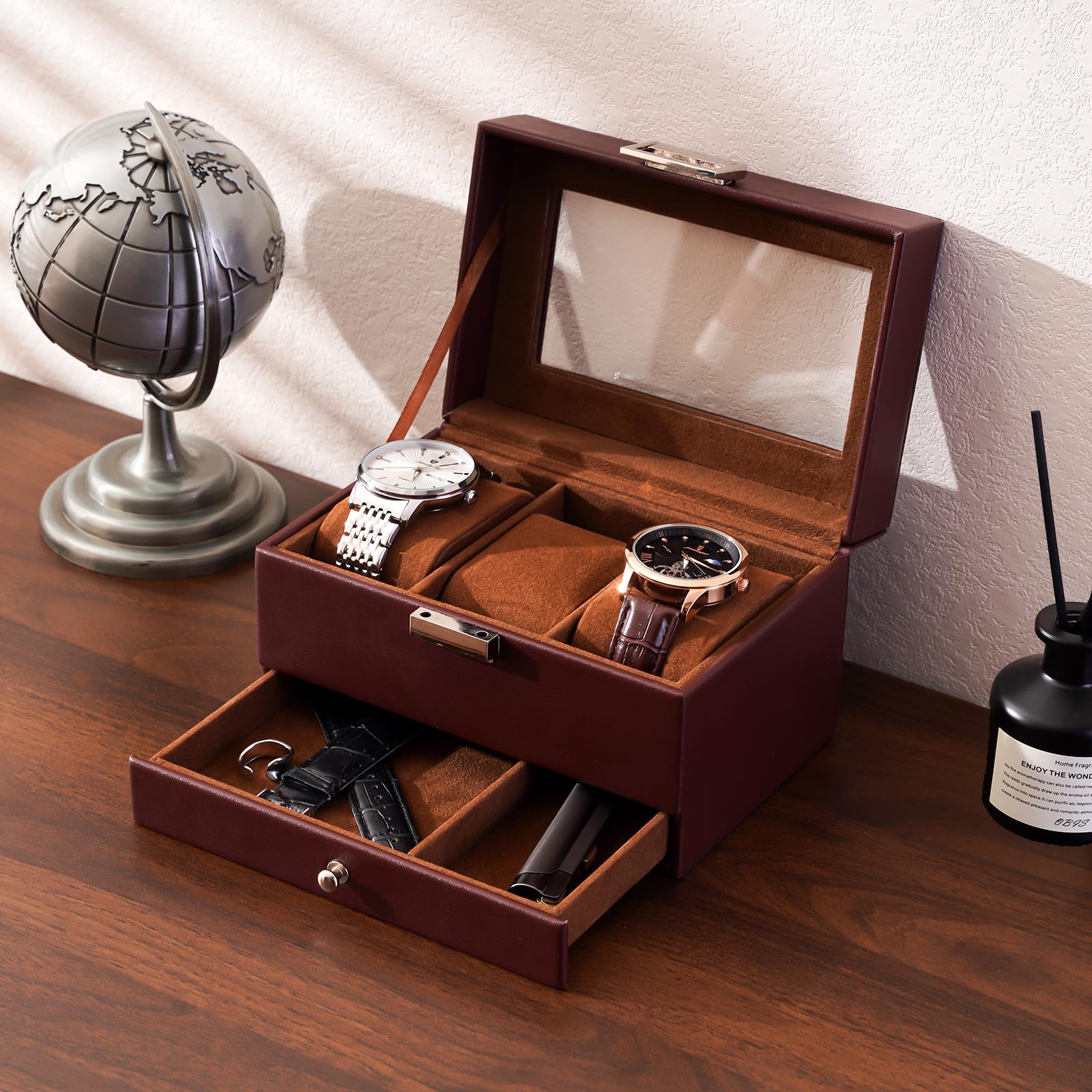 Foto 6 pulgar | Vitrina Watch Box Procase De 3 Ranuras Con Cajón Para Hombre - Venta Internacional.