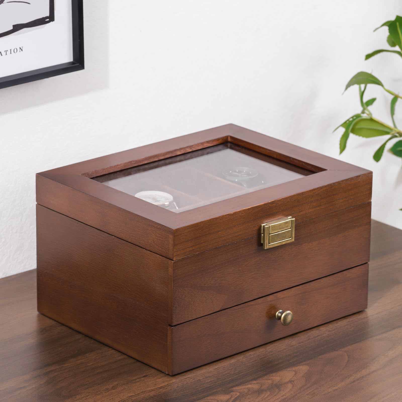Foto 4 pulgar | Funda De Reloj Procase De Madera Con 8 Ranuras Y Cajón Para Hombre Y Mujer - Venta Internacional.