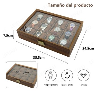 Foto 4 | Caja Xtellar Para Relojes Y Alhajero Con 12 Compartimentos En Nogal