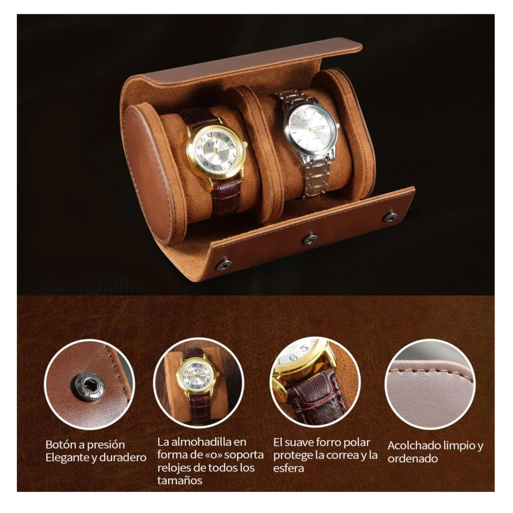 Foto 4 | Estuche Cuero De Almacenamiento Para 2 Relojes Organizador Belug,  Cafe