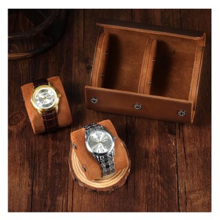 Foto 5 | Estuche Cuero De Almacenamiento Para 2 Relojes Organizador Belug, Cafe