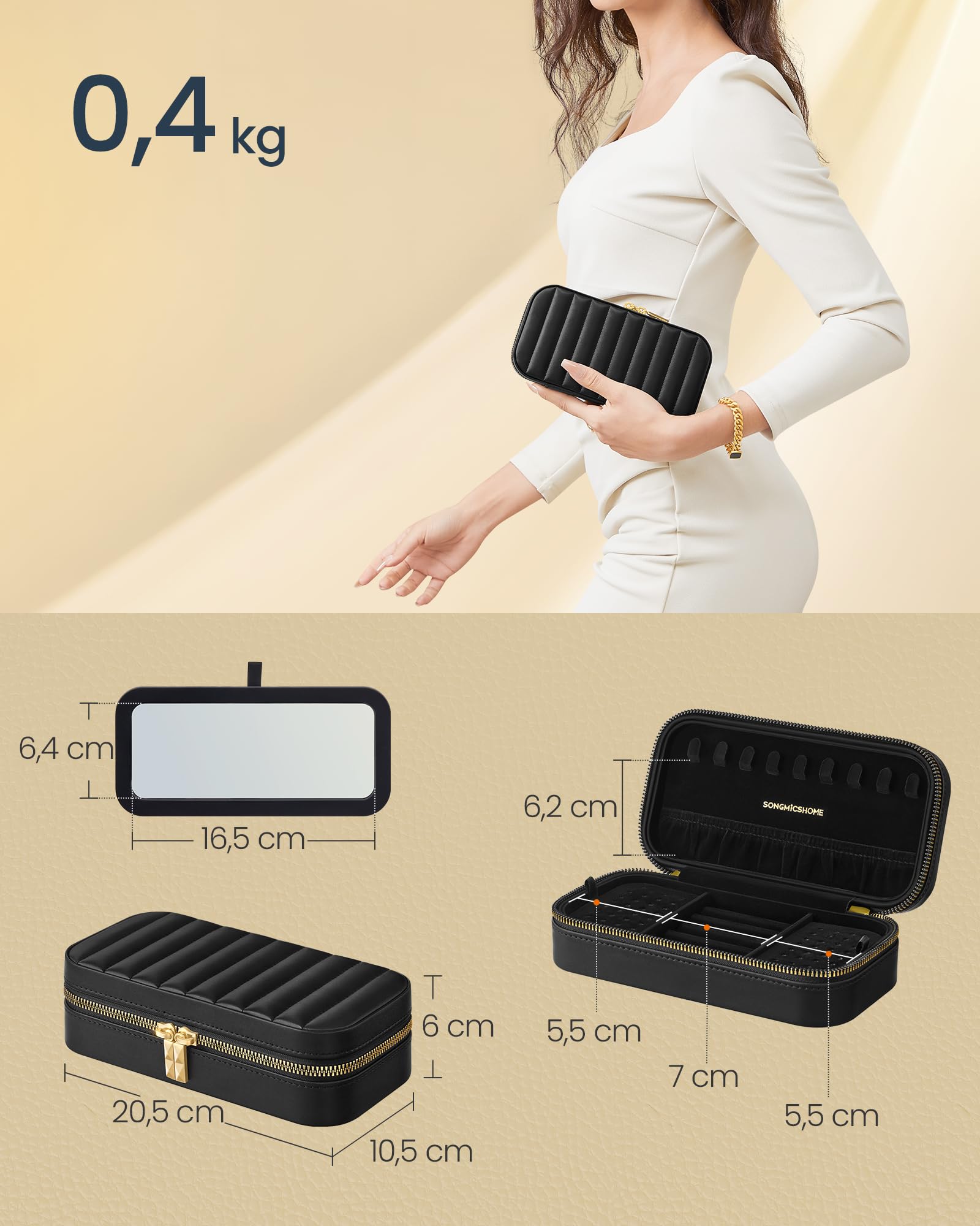 Foto 5 | Estuche De Viaje Para Joyas Songmics Home Joyero De Viaje Black