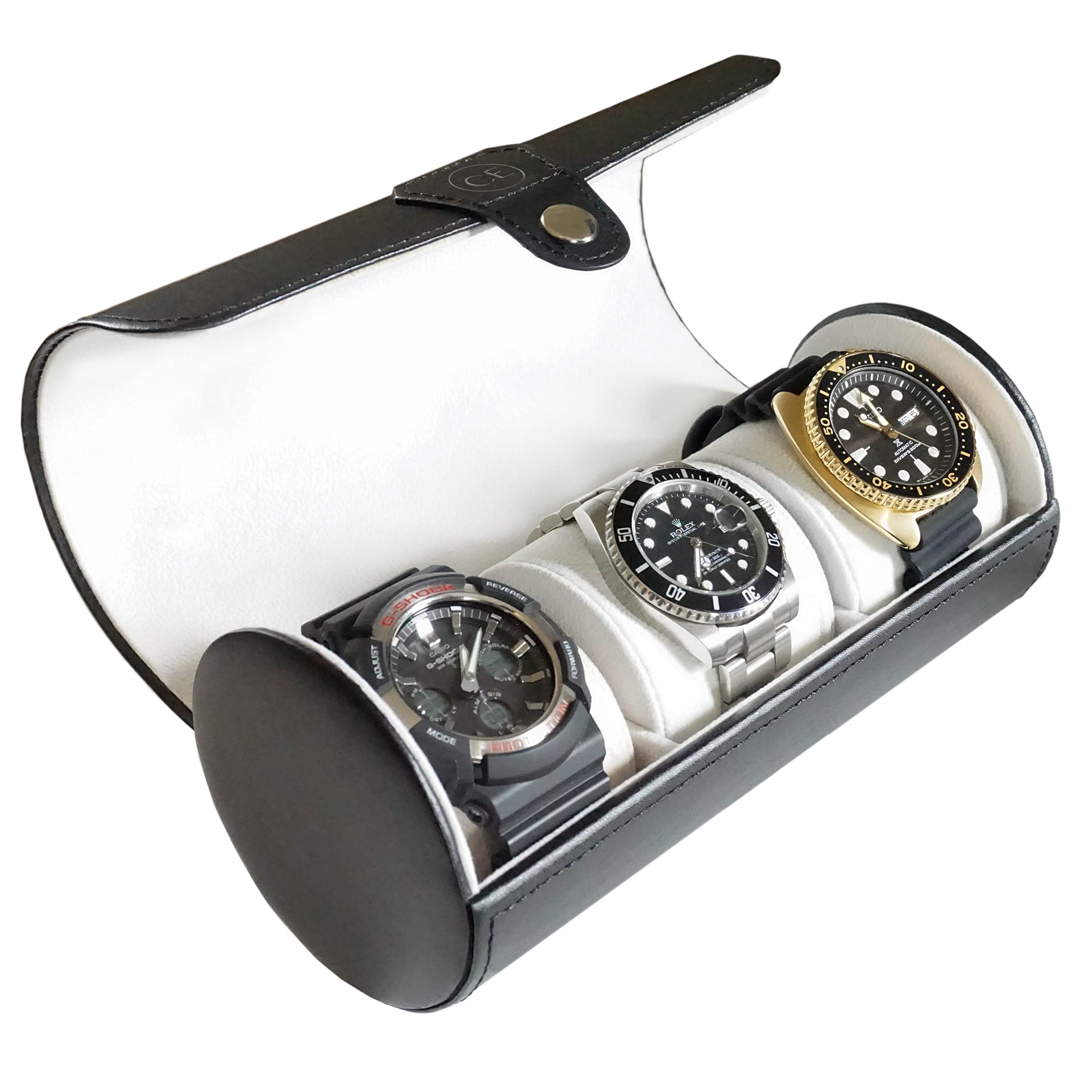 Foto 2 pulgar | Funda Organizadora En Rollo Para Relojes De Viaje, Case Elegance, Piel Vegana Negra - Venta Internacional.