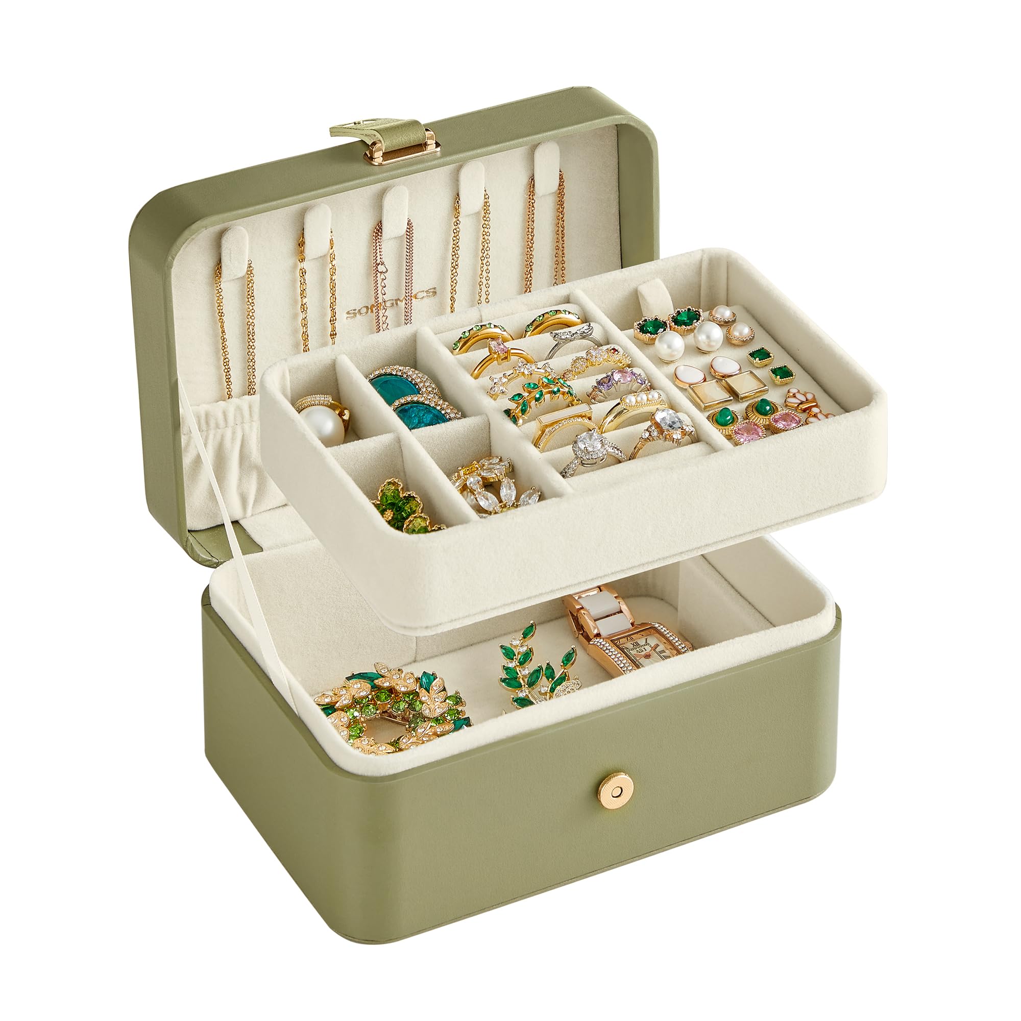 Foto 1 | Joyero Songmics Travel De 2 Capas, Color Verde Laurel, Ujbc166c02 - Venta Internacional.