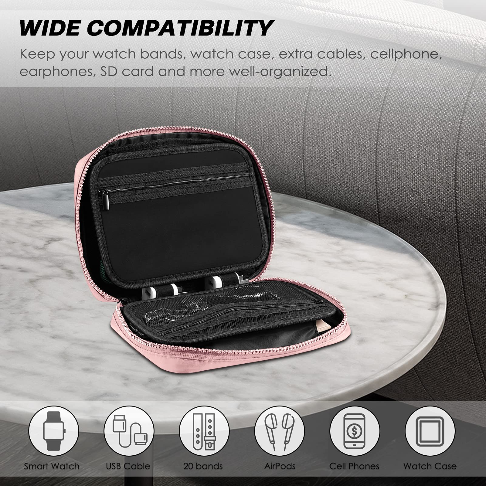 Foto 2 | Bolsa De Almacenamiento Fintie Watch Bands Organizer Travel Rosa - Venta Internacional.