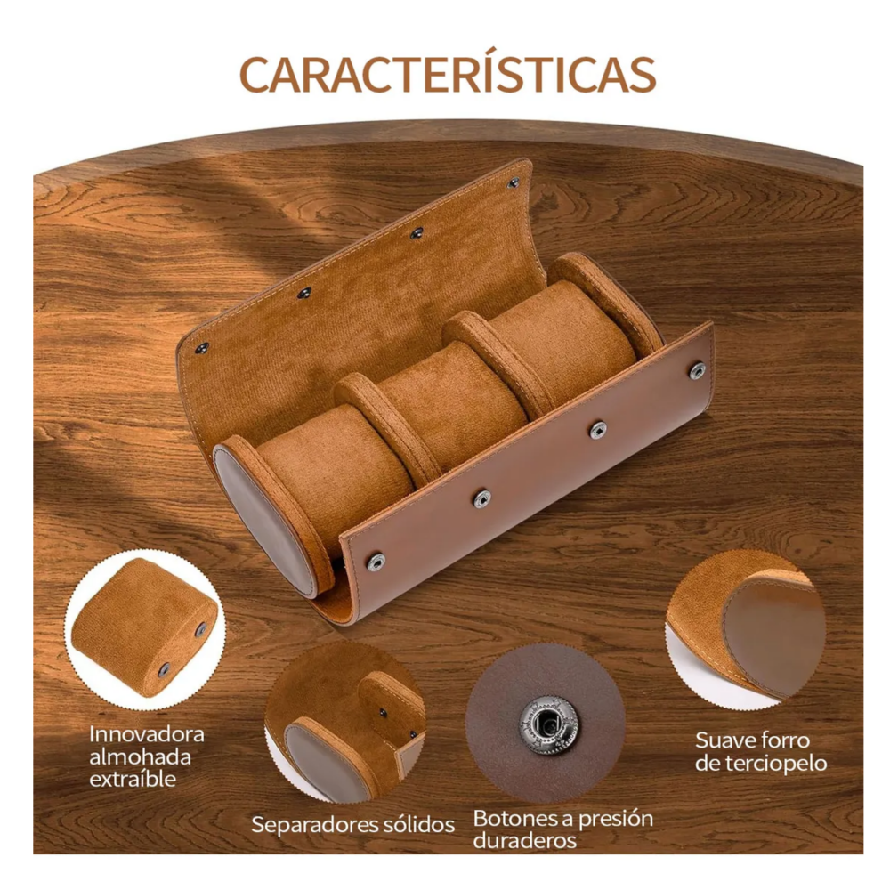 Foto 4 | Estuche para Relojes 3 Rejillas Cuero Lab.g Cafe Oscuro