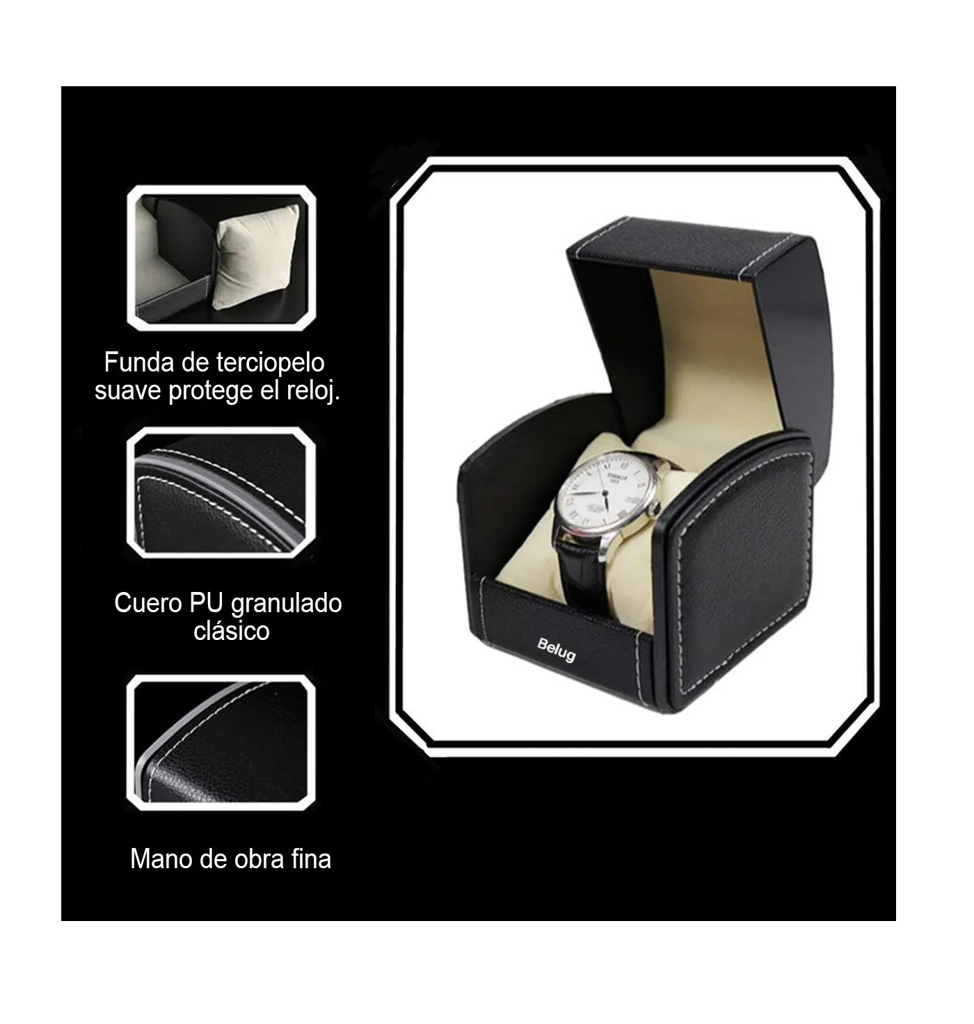 Foto 3 pulgar | Estuche Porta Relojes Negro/beige