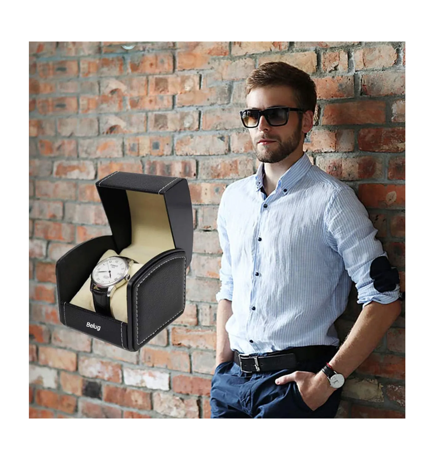 Foto 5 | Estuche Porta Relojes Negro/beige