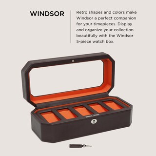 Foto 2 | Caja De Relojes Wolf Windsor De 5 Piezas De Cuero Vegano Marrón/naranja - Venta Internacional.