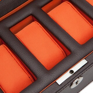 Foto 3 | Caja De Relojes Wolf Windsor De 5 Piezas De Cuero Vegano Marrón/naranja - Venta Internacional.