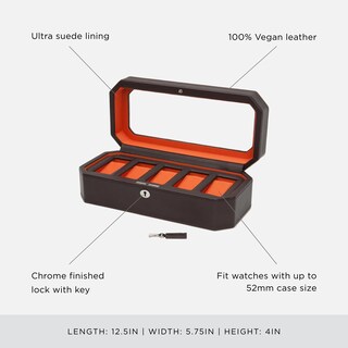 Foto 4 | Caja De Relojes Wolf Windsor De 5 Piezas De Cuero Vegano Marrón/naranja - Venta Internacional.