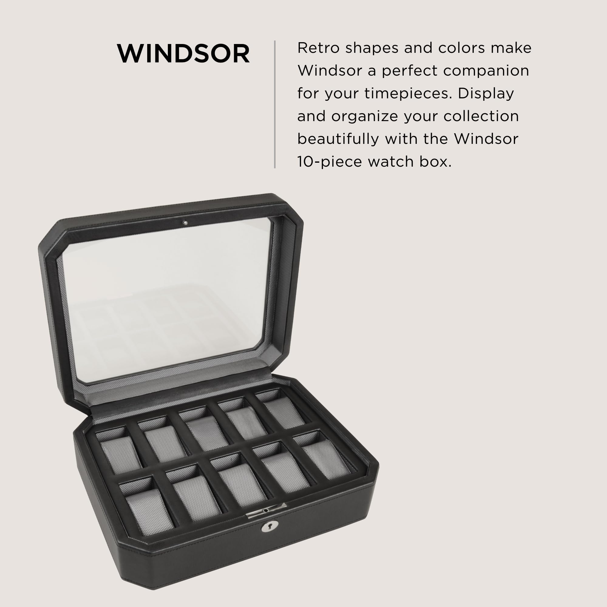 Foto 2 | Caja De Relojes Wolf Windsor De Piel Vegana Negra  10 Relojes - Venta Internacional.