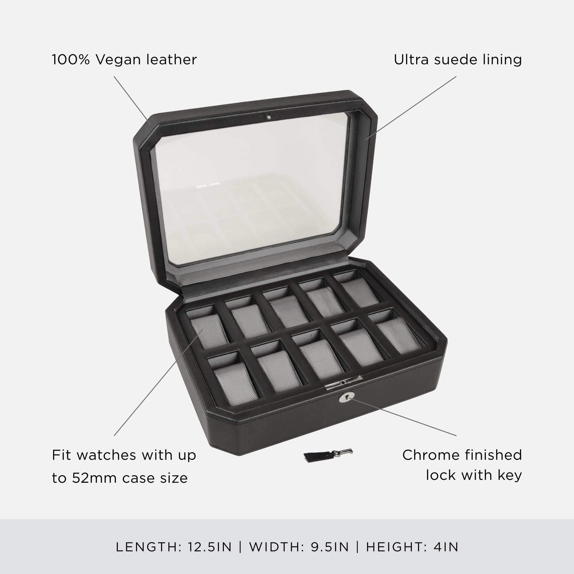 Foto 5 pulgar | Caja De Relojes Wolf Windsor De Piel Vegana Negra  10 Relojes - Venta Internacional.