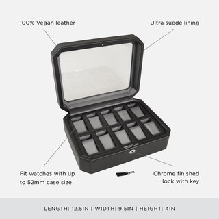 Foto 4 | Caja De Relojes Wolf Windsor De Piel Vegana Negra 10 Relojes - Venta Internacional.