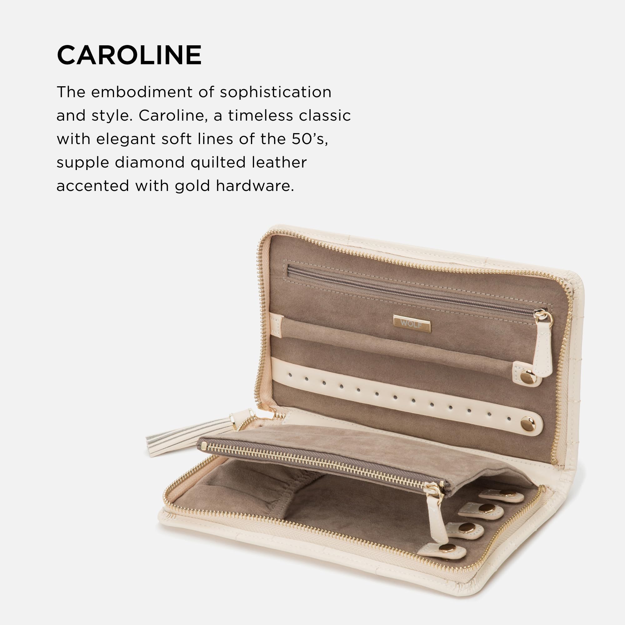 Foto 3 pulgar | Portafolio De Joyas Wolf Caroline Ivory Con Forro Lusterloc - Venta Internacional.