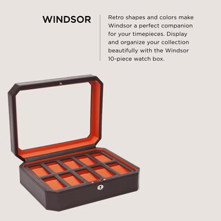 Foto 2 | Caja De Relojes Wolf Windsor De 10 Piezas De Cuero Vegano Marrón/naranja - Venta Internacional.