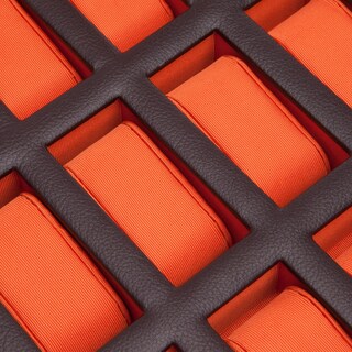 Foto 3 | Caja De Relojes Wolf Windsor De 10 Piezas De Cuero Vegano Marrón/naranja - Venta Internacional.