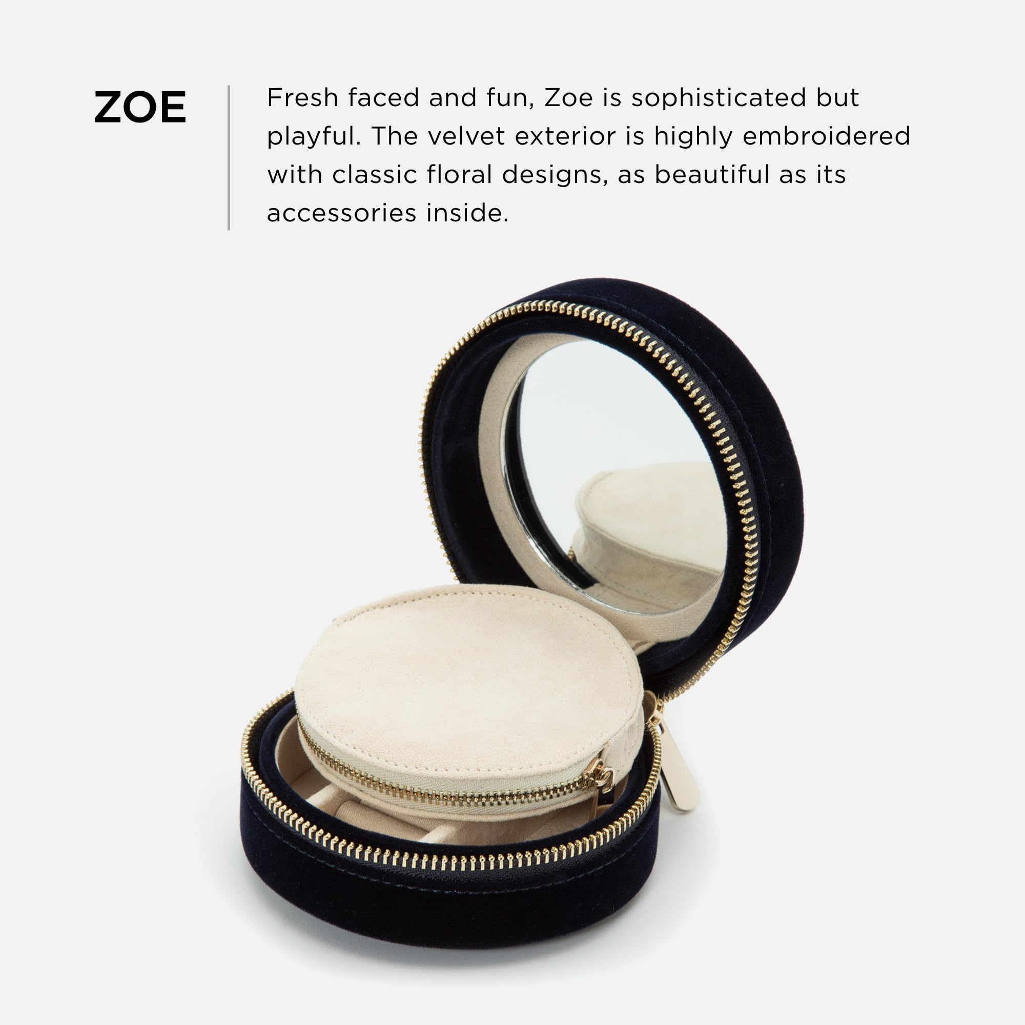 Foto 2 | Estuche De Viaje Para Joyas Wolf Zoe Indigo Con Espejo Y Bolsa Con Cierre - Venta Internacional.
