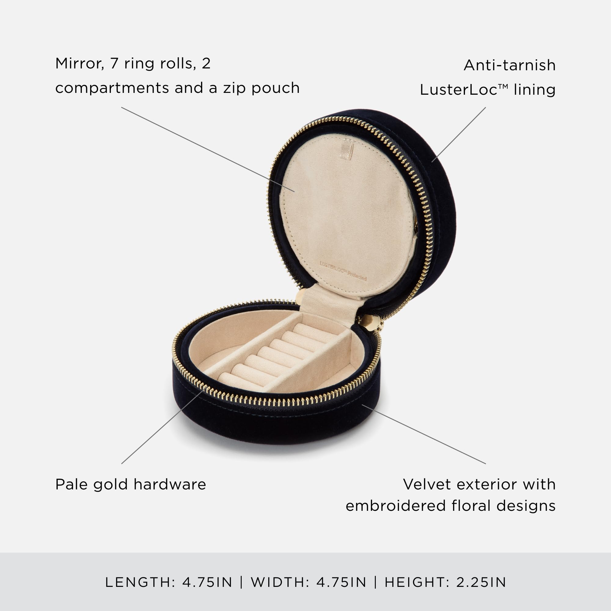 Foto 5 pulgar | Estuche De Viaje Para Joyas Wolf Zoe Indigo Con Espejo Y Bolsa Con Cierre - Venta Internacional.