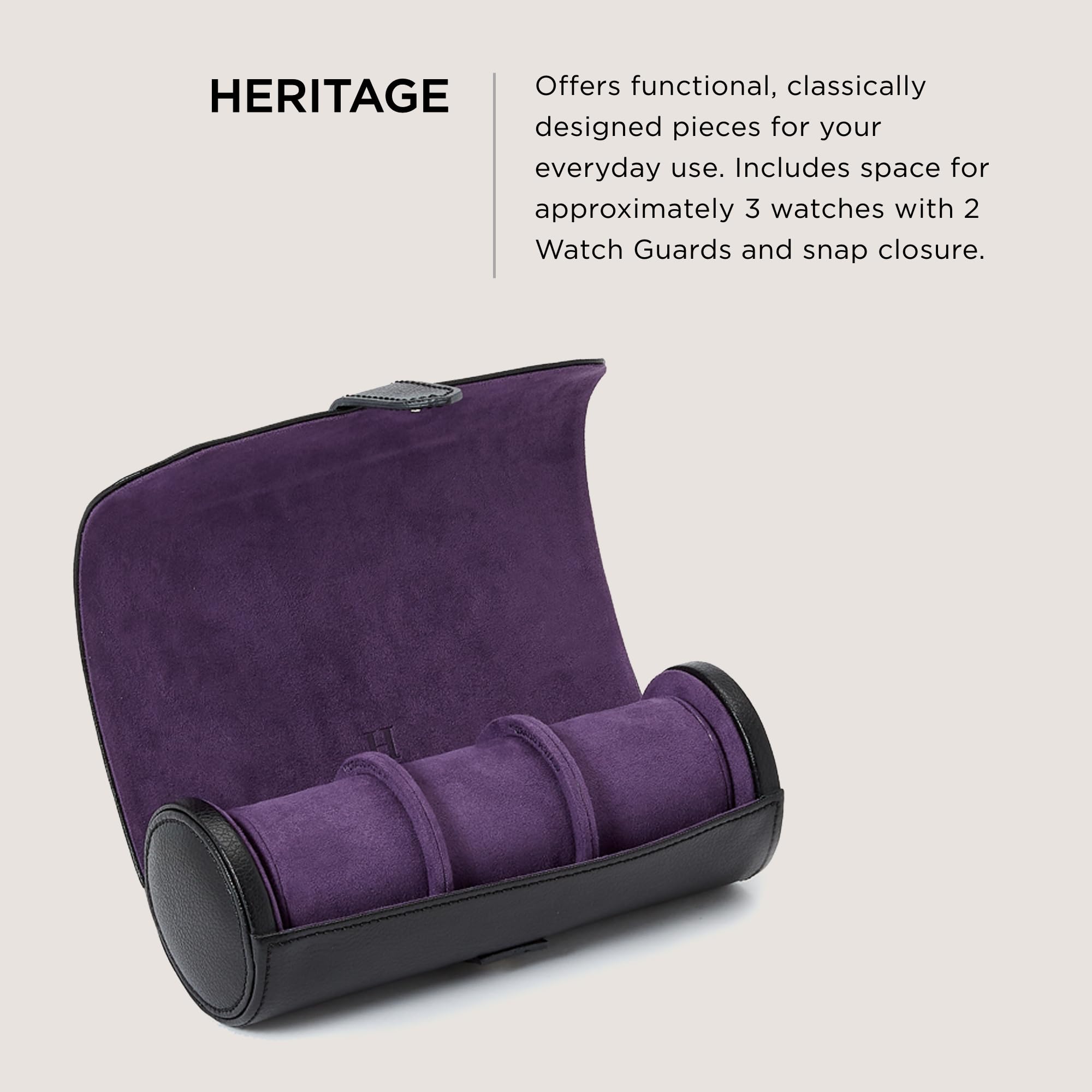 Foto 2 | Reloj Roll Wolf Heritage Blake De Cuero Vegano Negro/morado - Venta Internacional.