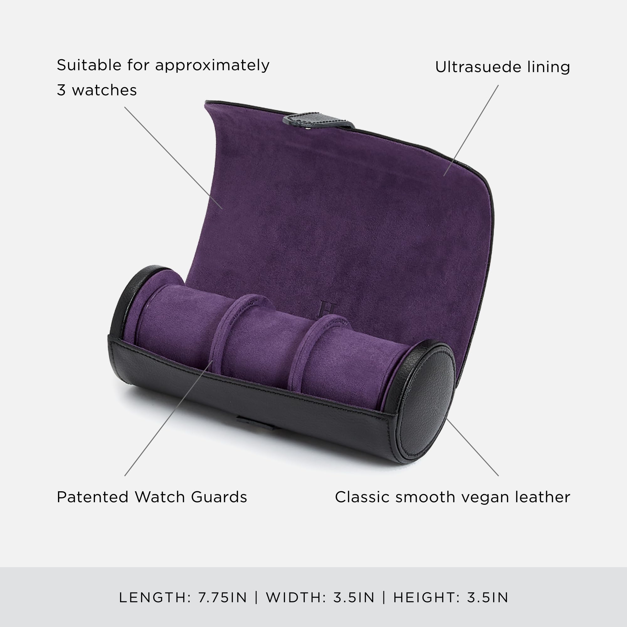 Foto 4 | Reloj Roll Wolf Heritage Blake De Cuero Vegano Negro/morado - Venta Internacional.