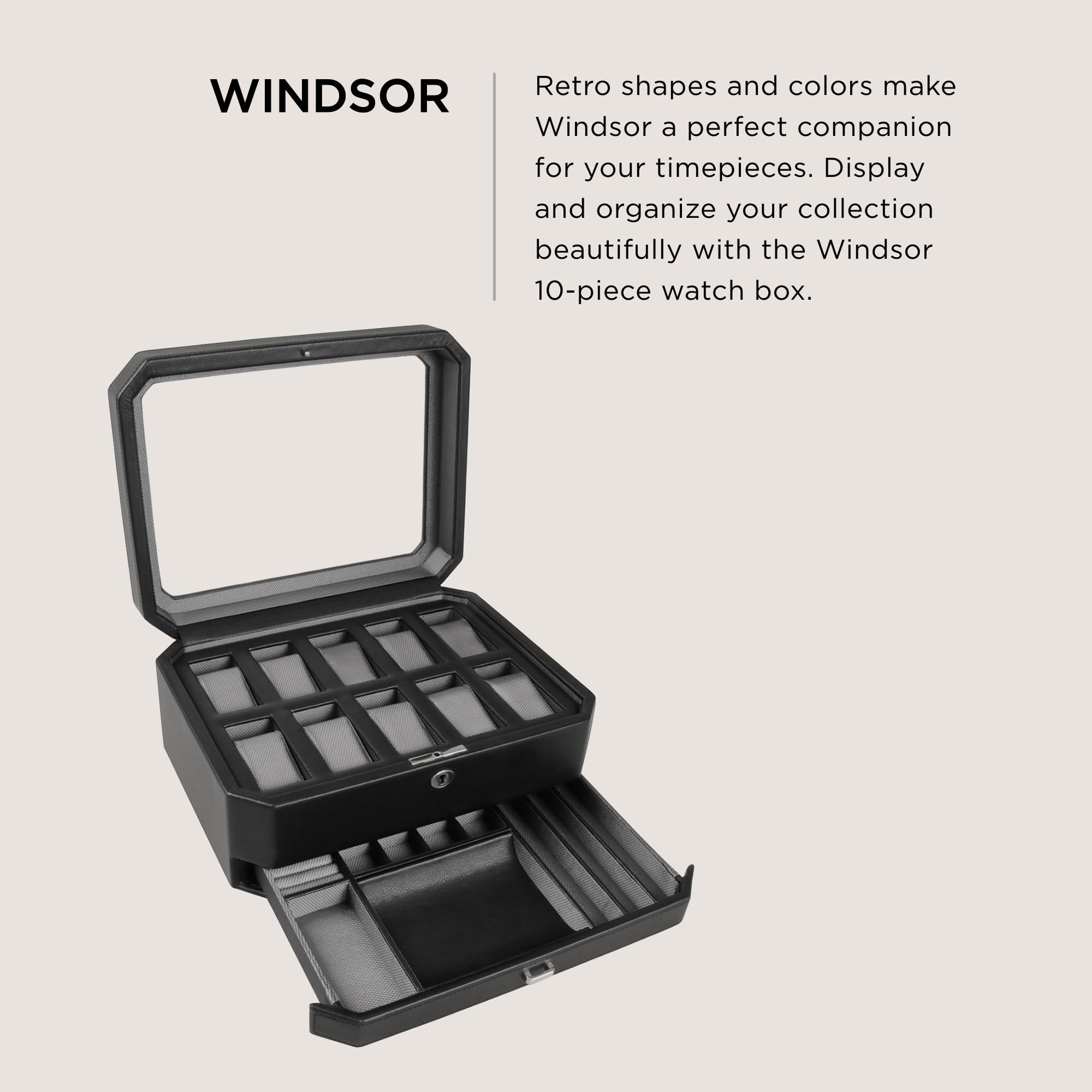 Foto 3 pulgar | Caja Para Relojes Wolf Windsor De 10 Piezas Con Cajón  Color Negro - Venta Internacional.