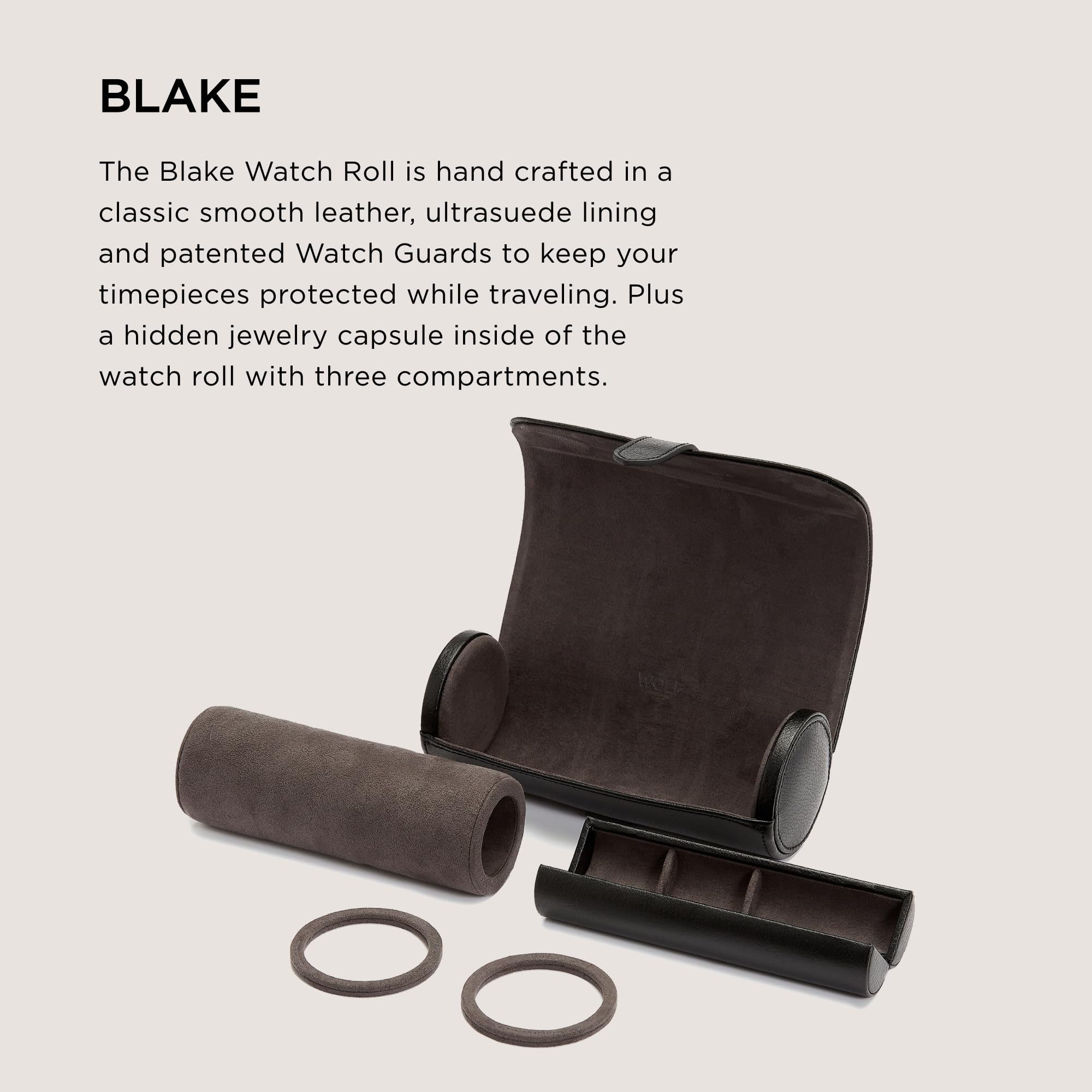 Foto 2 | Reloj Roll Wolf Blake De Piel Negra Y Gris Con Capacidad Para 3 Relojes - Venta Internacional.
