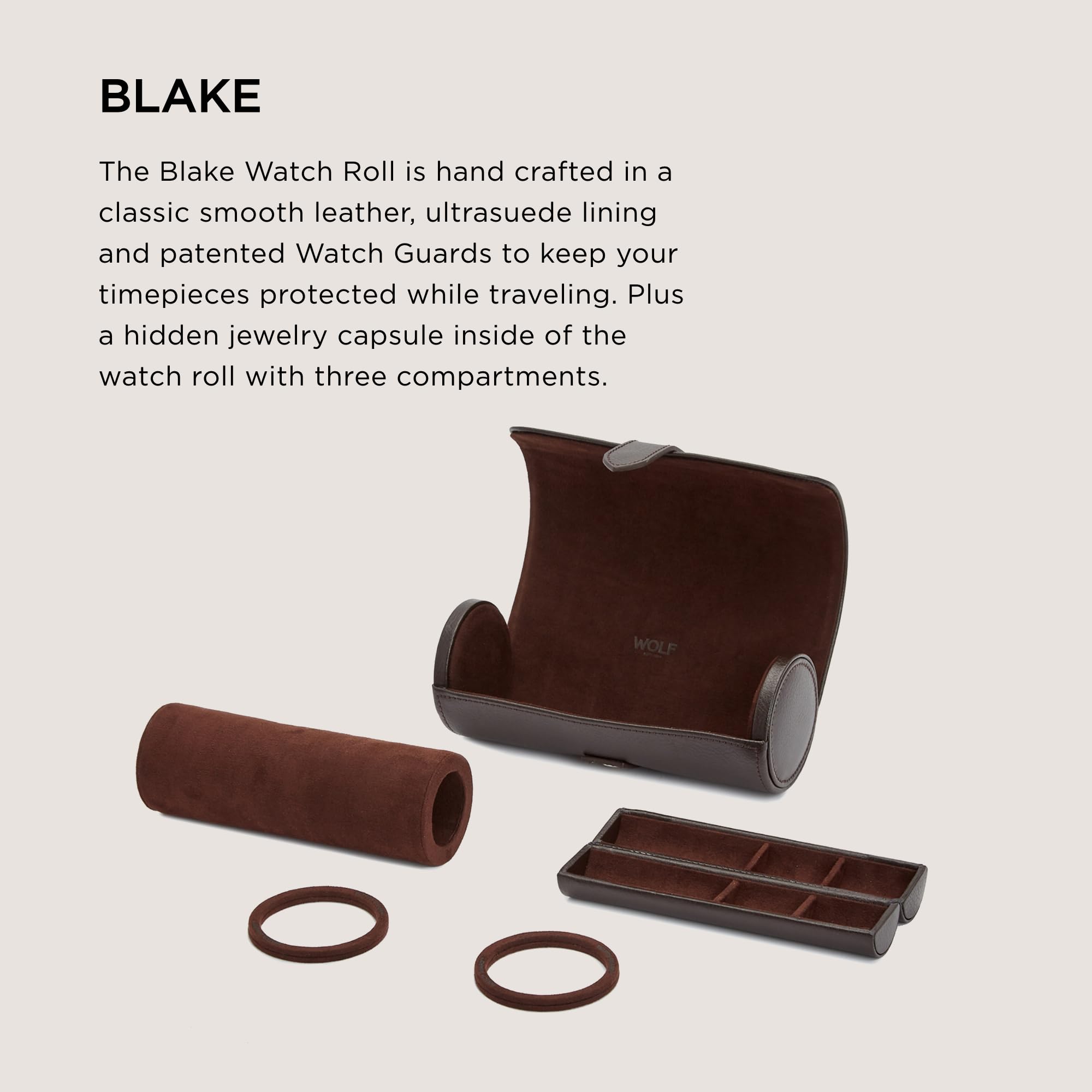 Foto 2 | Reloj Roll Wolf Blake Brown Con Capacidad Para 3 Relojes De Piel - Venta Internacional.