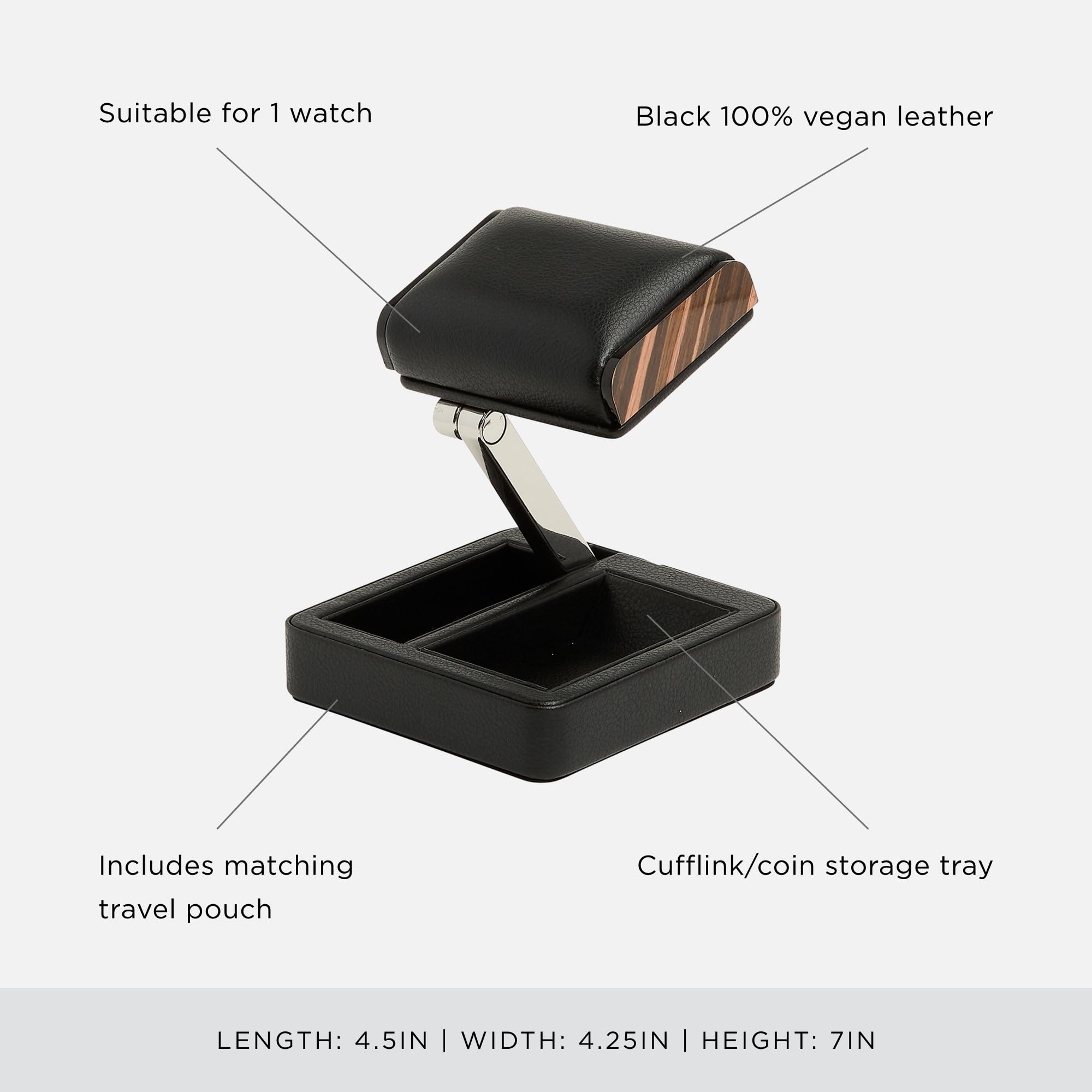 Foto 5 pulgar | Soporte Para Reloj Wolf Roadster Single Travel  Piel Vegana Negra - Venta Internacional.