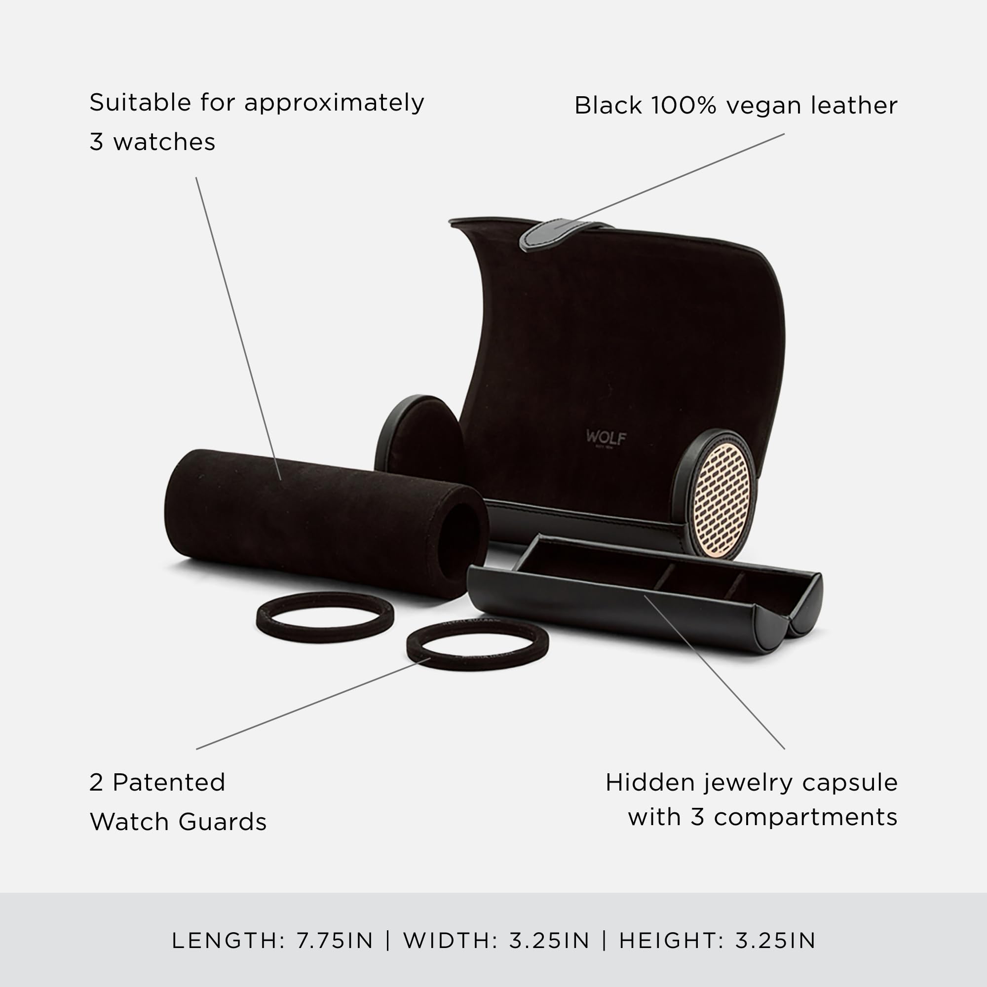 Foto 4 | Reloj Roll Wolf Axis Triple Negro/cobre Cuero Vegano - Venta Internacional.