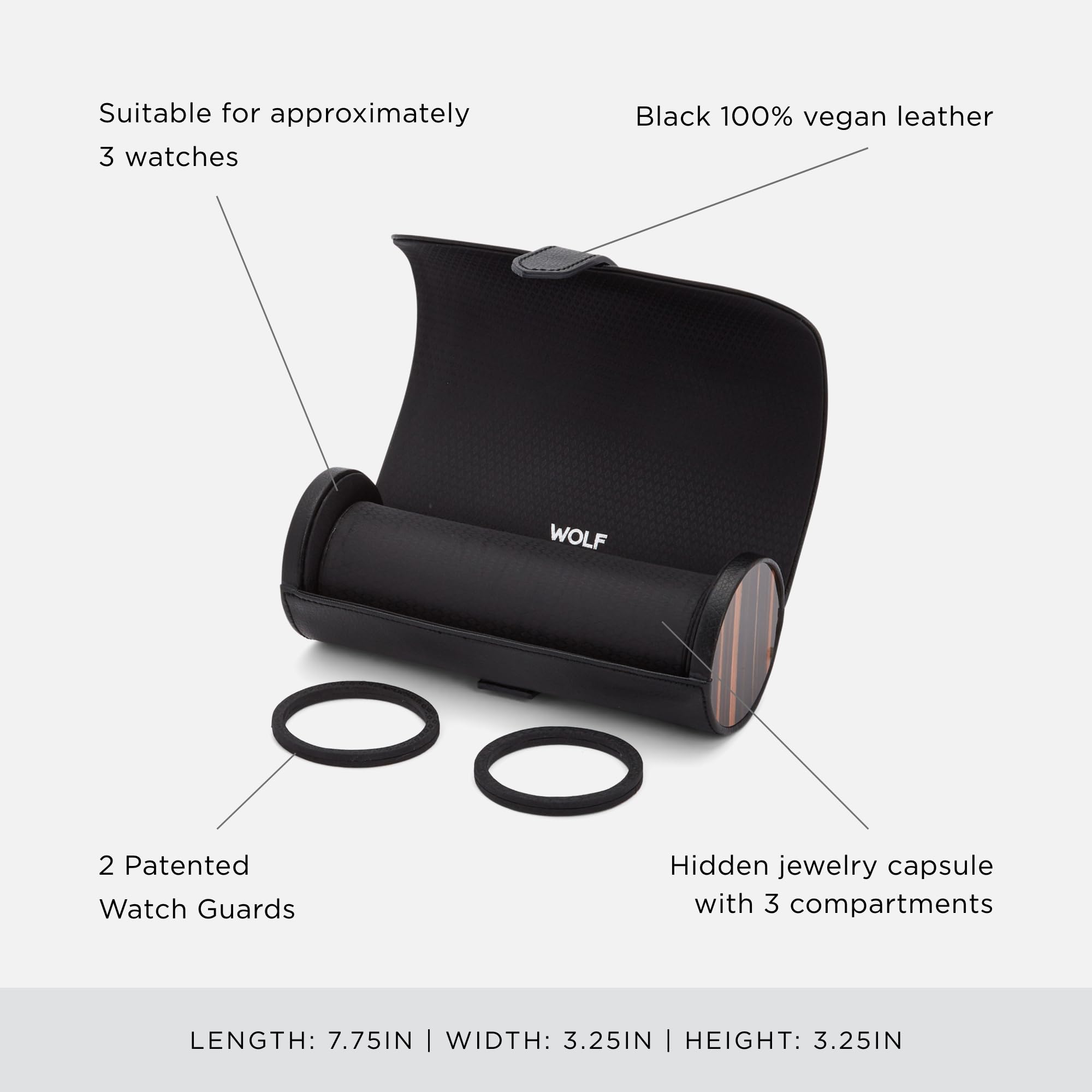Foto 5 pulgar | Reloj Roll Wolf Roadster Roadster De Cuero Vegano Negro - Venta Internacional.