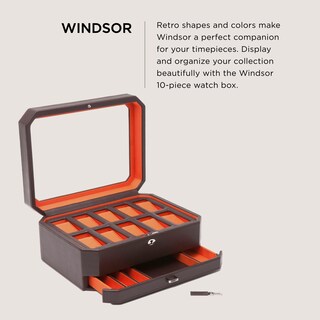 Foto 2 | Caja Para Relojes Wolf Windsor De 10 Piezas Con Cajón Marrón/naranja - Venta Internacional.