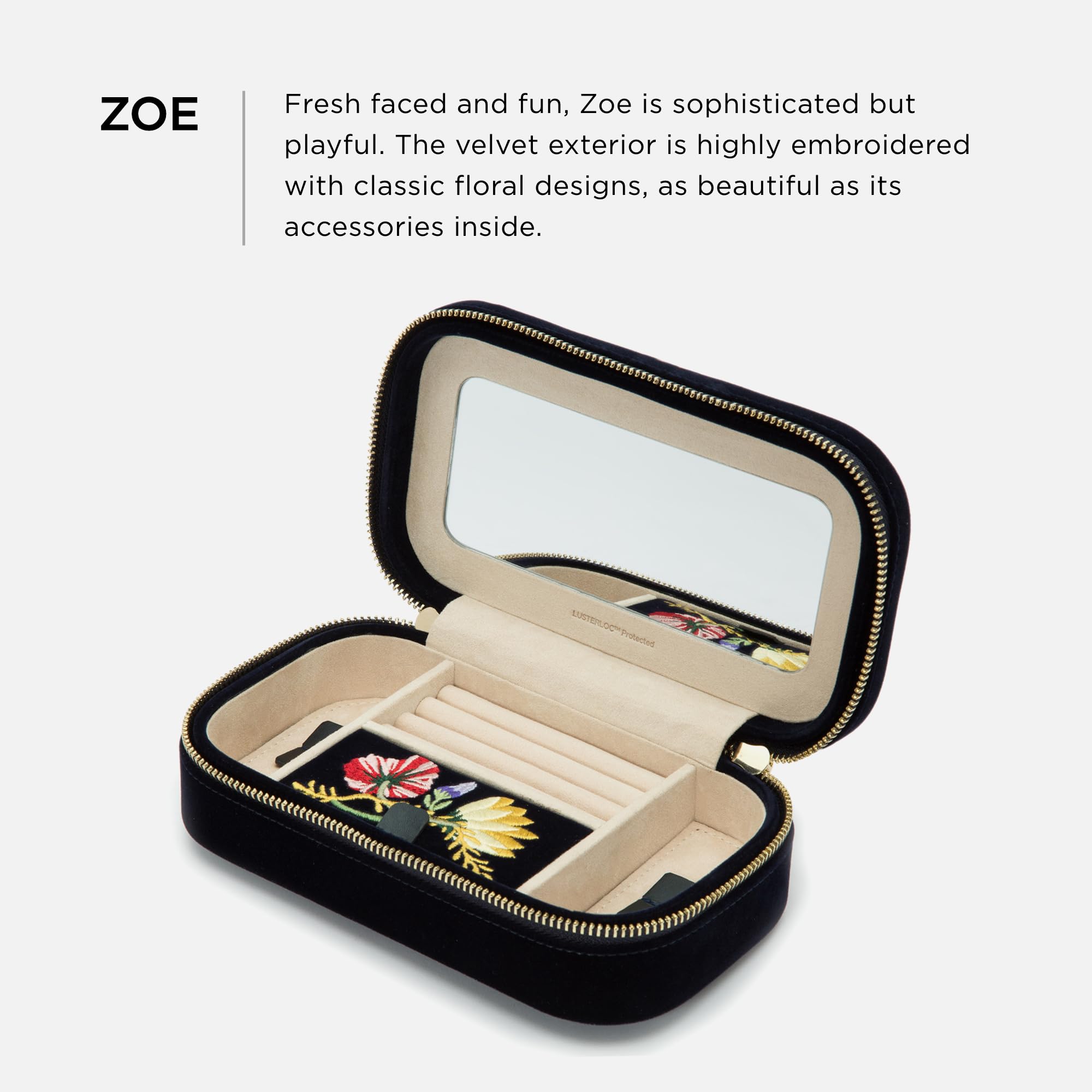 Foto 2 | Estuche De Viaje Con Cierre Para Joyas Wolf Zoe Indigo Con Espejo Y Rollos - Venta Internacional.