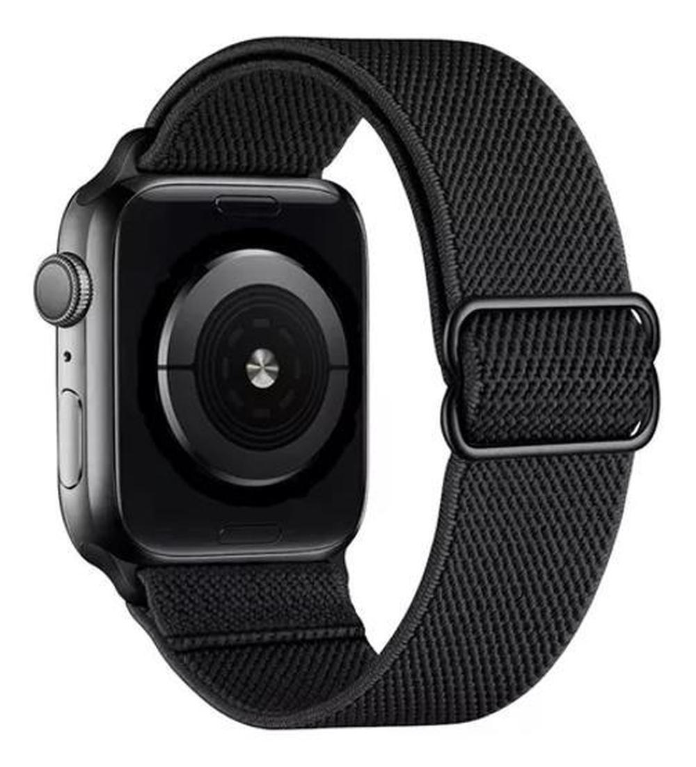 Foto 3 pulgar | Correa Qoknul color Negro para Apple Watch 42 44 MM de Nylon Elástica