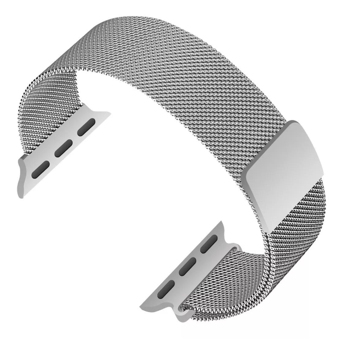 Correa de Malla Milanese Qoknul Elegante color Plata para Apple Watch 42 44 MM