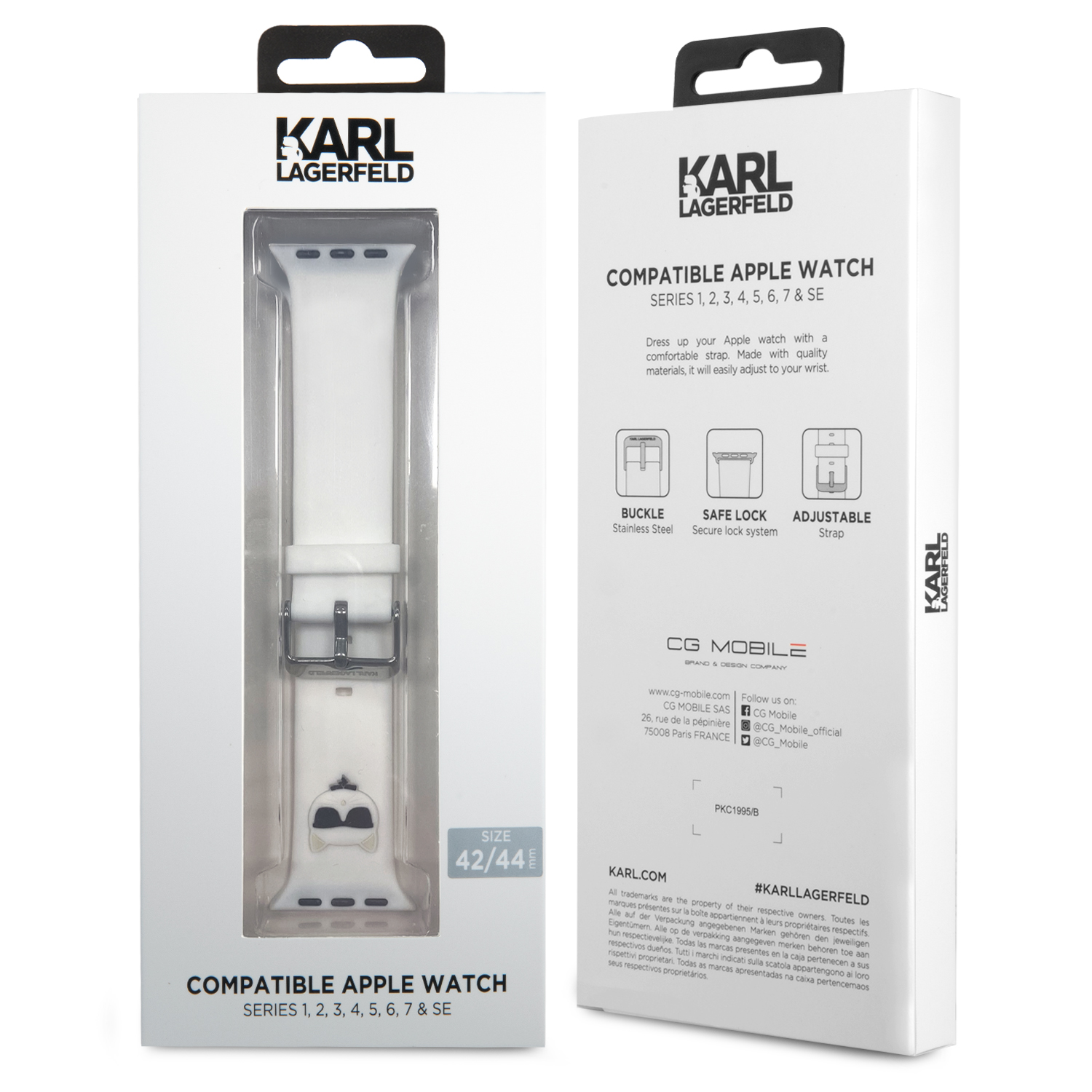 Foto 5 pulgar | Correa Karl Lager Silicón Para Apple Watch 42/44 Mm - Blanca